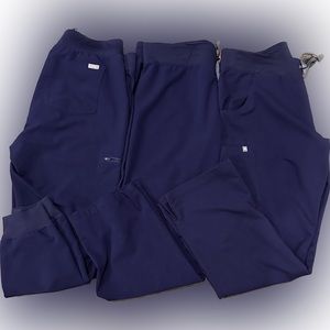 FIGS BUNDLE: 3 pair of FIGS Large Petite (LP) Navy scrub bottoms